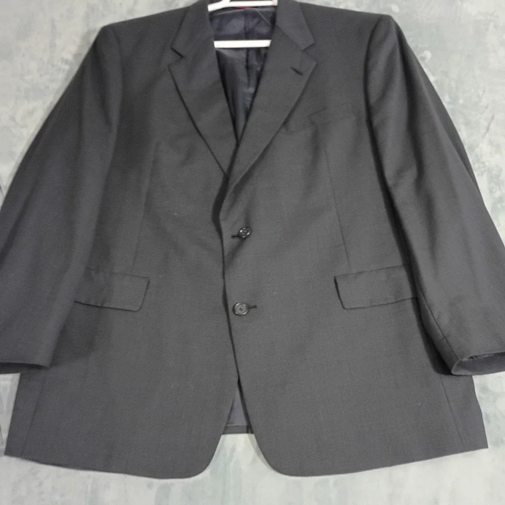Hart Schaffner & Marx Gayfers Mens 46R Wool Blazer Sport Coat Charcoal Grey